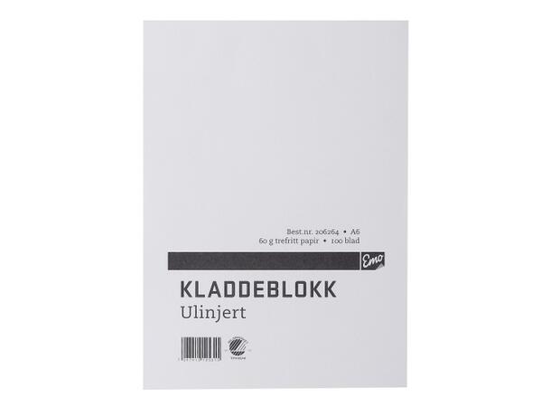 Kladdeblokk A6 ulinjert 60G 100Bl Miljømerket 